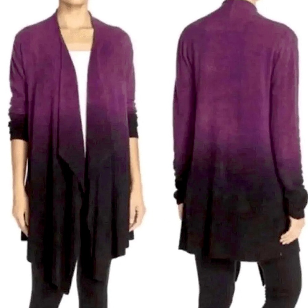 Barefoot Dreams Ombre Cascade Waterfall Cardigan S/m Purple plum black cozy chic